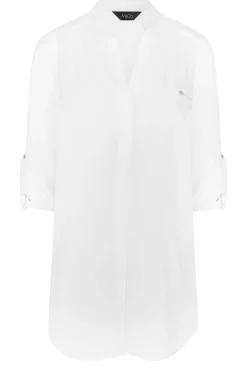M&Co Womens M&Co Ivory White Tab Sleeve Blouse