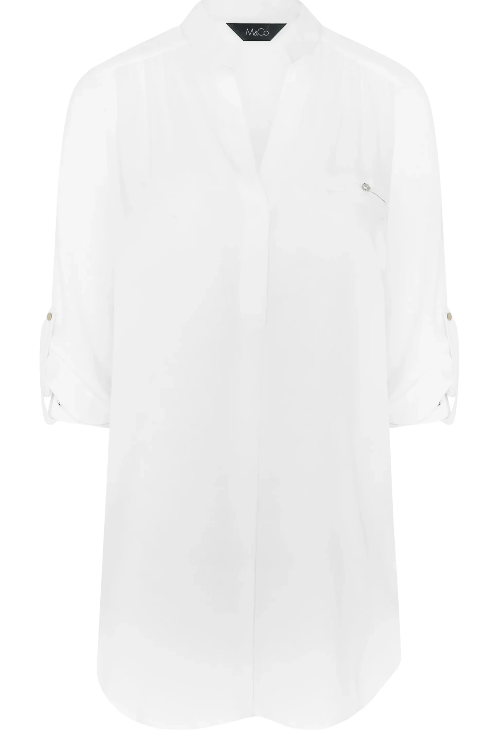 M&Co Womens M&Co Ivory White Tab Sleeve Blouse
