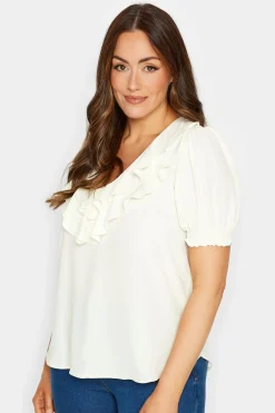 M&Co Womens M&Co Ivory White Frill Front Blouse