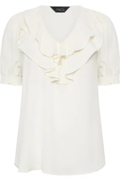 M&Co Womens M&Co Ivory White Frill Front Blouse