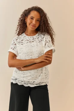M&Co Womens M&Co Ivory White Lace Blouse
