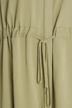 M&Co Womens M&Co Khaki Green Tie Waist Tunic Shirt