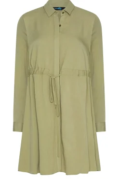 M&Co Womens M&Co Khaki Green Tie Waist Tunic Shirt