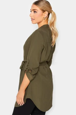 M&Co Womens M&Co Khaki Green Tie Waist Blouse