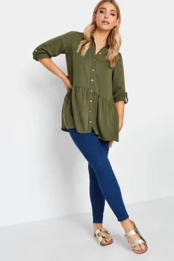 M&Co Womens M&Co Khaki Green Frill Hem Shirt