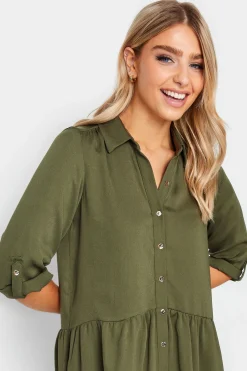 M&Co Womens M&Co Khaki Green Frill Hem Shirt