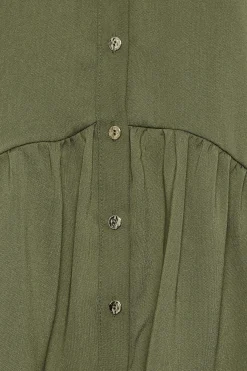 M&Co Womens M&Co Khaki Green Frill Hem Shirt