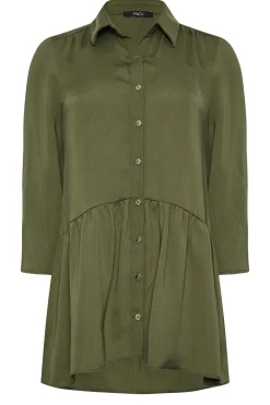 M&Co Womens M&Co Khaki Green Frill Hem Shirt
