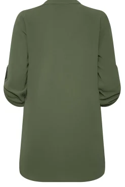 M&Co Womens M&Co Khaki Green Statement Button Tab Sleeve Shirt
