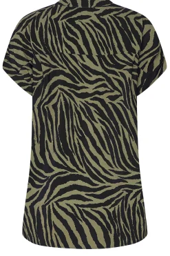 M&Co Womens M&Co Khaki Green Zebra Print Shirt