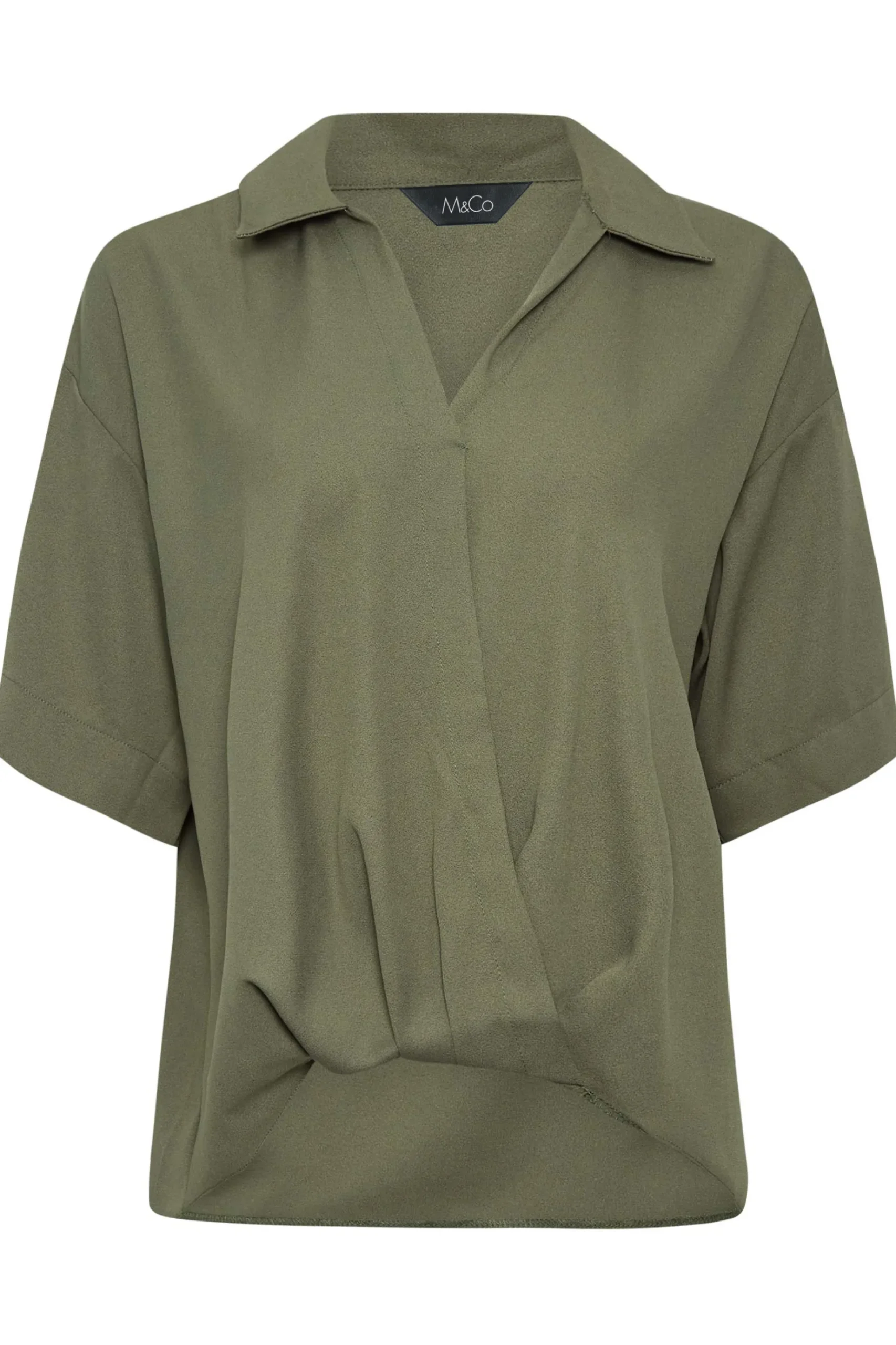 M&Co Womens M&Co Khaki Green V-Neck Wrap Blouse