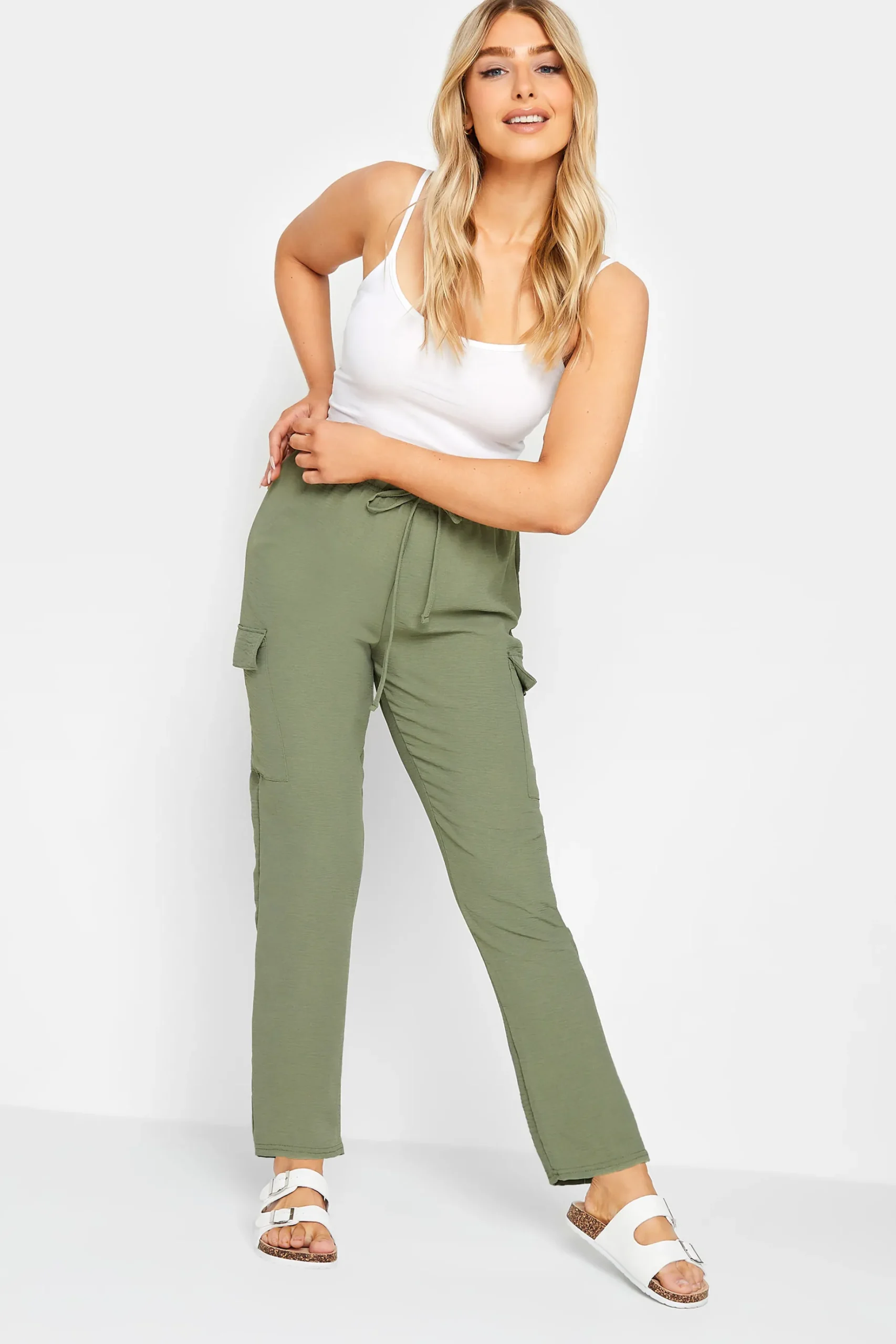 M&Co Womens M&Co Khaki Green Cargo Slim Leg Trousers