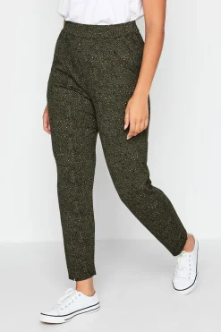 M&Co Womens M&Co Khaki Green Animal Print Harem Trousers