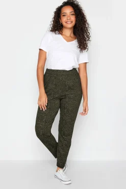M&Co Womens M&Co Khaki Green Animal Print Harem Trousers