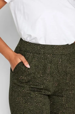 M&Co Womens M&Co Khaki Green Animal Print Harem Trousers