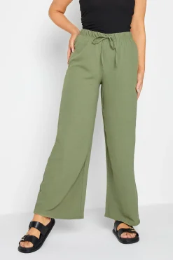 M&Co Womens M&Co Khaki Green Crepe Wide Leg Trousers