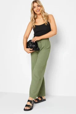 M&Co Womens M&Co Khaki Green Crepe Wide Leg Trousers