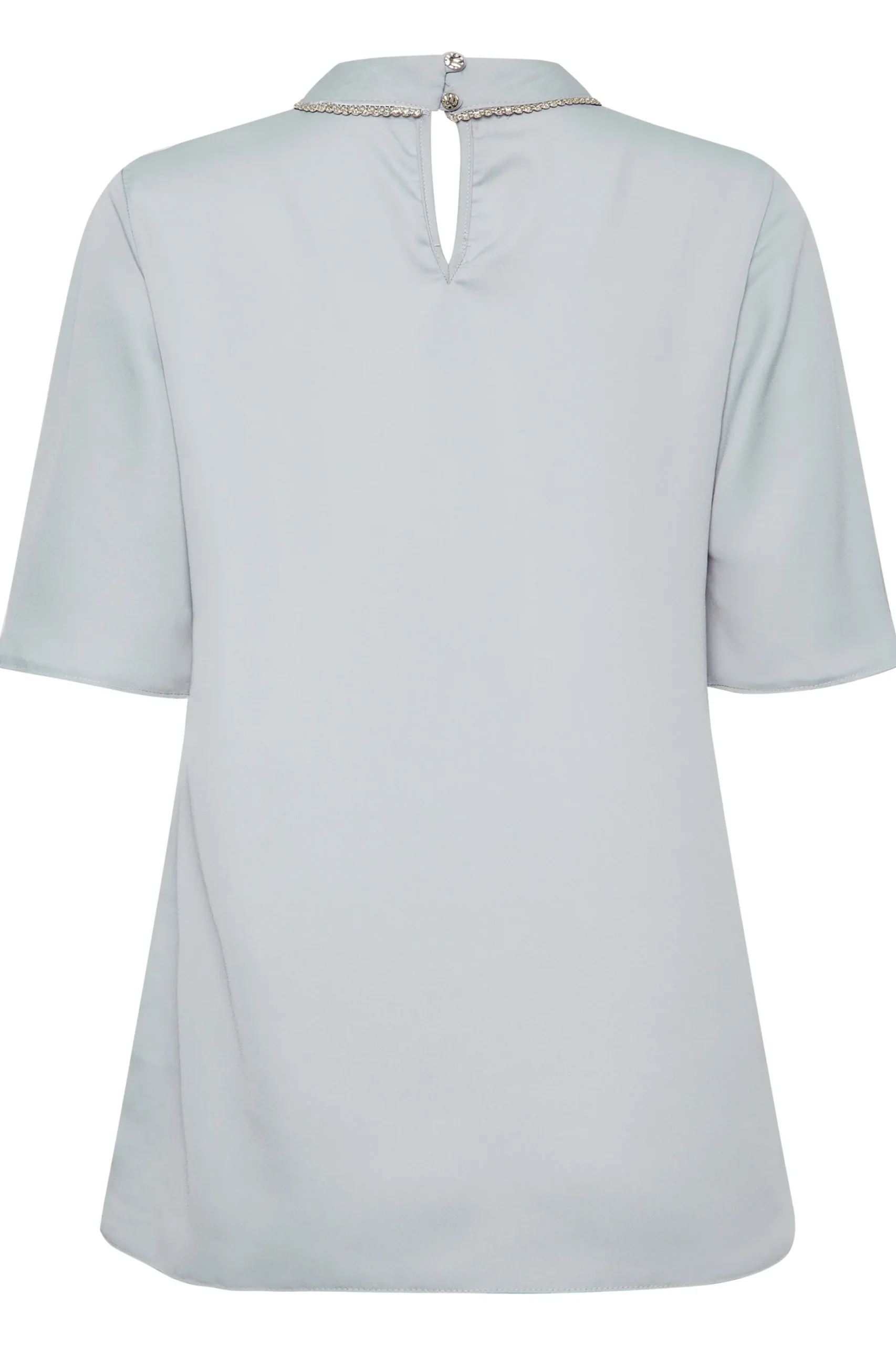 M&Co Womens M&Co Light Blue Embellished Neck Keyhole Blouse