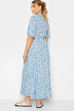 M&Co Womens M&Co Light Blue Floral Print Maxi Shirt Dress
