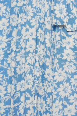 M&Co Womens M&Co Light Blue Floral Print Maxi Shirt Dress