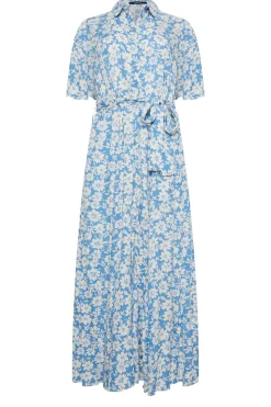M&Co Womens M&Co Light Blue Floral Print Maxi Shirt Dress