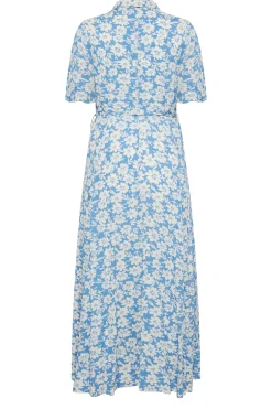 M&Co Womens M&Co Light Blue Floral Print Maxi Shirt Dress