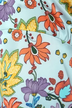 M&Co Womens M&Co Light Blue Floral Tie Back Blouse