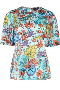 M&Co Womens M&Co Light Blue Floral Tie Back Blouse