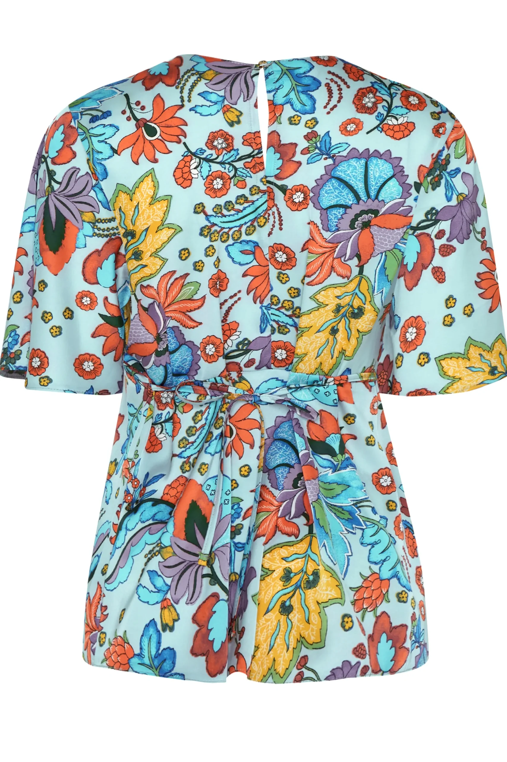 M&Co Womens M&Co Light Blue Floral Tie Back Blouse