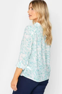 M&Co Womens M&Co Light Blue Floral Lace Detail Shirt