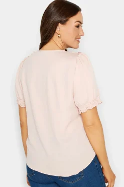 M&Co Womens M&Co Light Pink Frill Front Blouse
