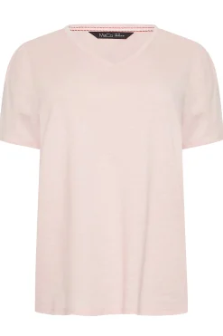 M&Co Womens M&Co Light Pink V-Neck Cotton T-Shirt