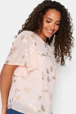 M&Co Womens M&Co Light Pink Floral Shimmer Blouse
