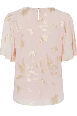 M&Co Womens M&Co Light Pink Floral Shimmer Blouse