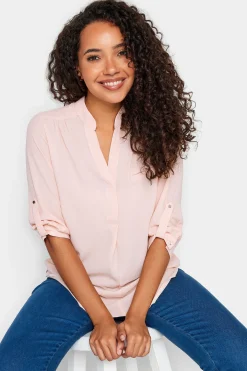 M&Co Womens M&Co Light Pink Tab Sleeve Blouse