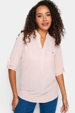 M&Co Womens M&Co Light Pink Tab Sleeve Blouse