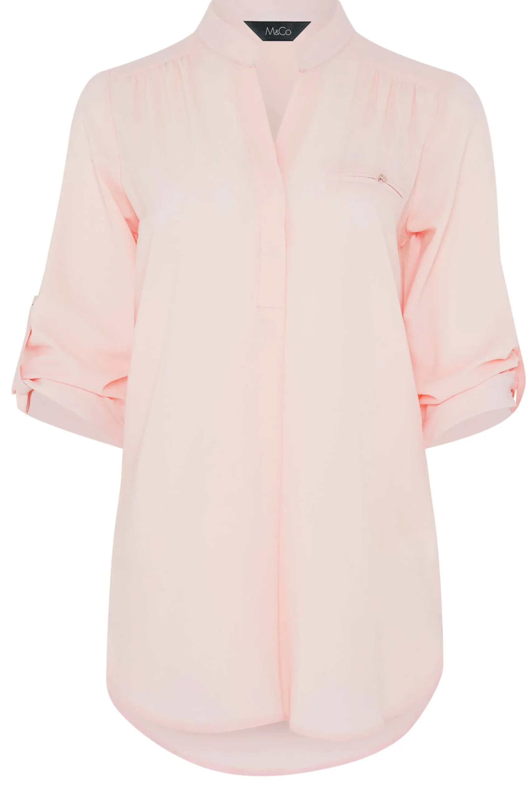 M&Co Womens M&Co Light Pink Tab Sleeve Blouse