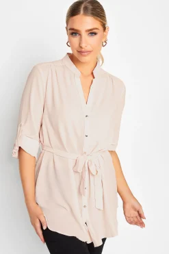 M&Co Womens M&Co Light Pink Tie Waist Tunic Shirt