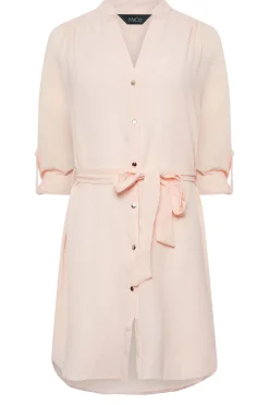 M&Co Womens M&Co Light Pink Tie Waist Tunic Shirt