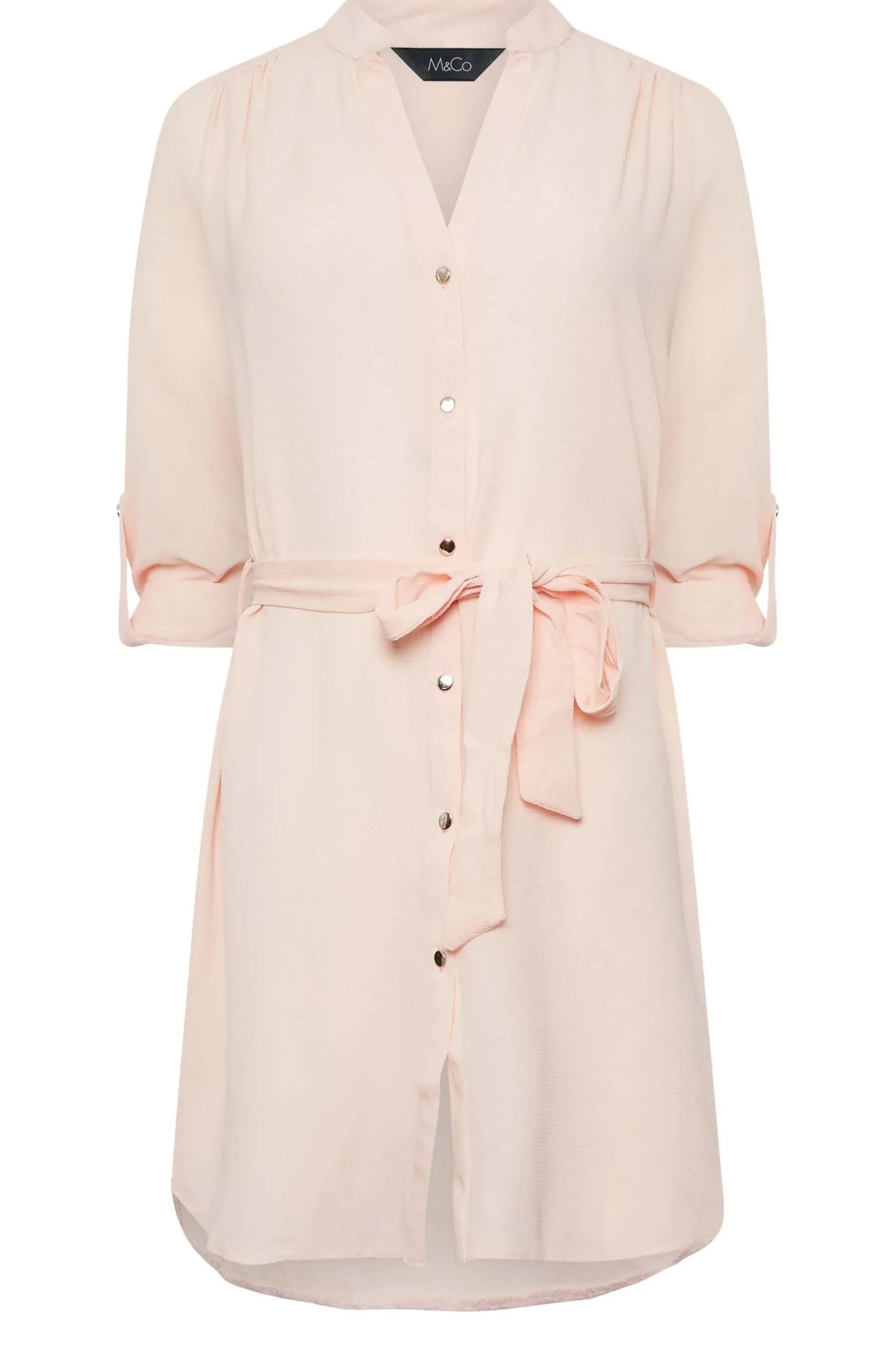 M&Co Womens M&Co Light Pink Tie Waist Tunic Shirt