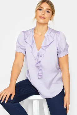 M&Co Womens M&Co Lilac Purple Frill Satin Blouse