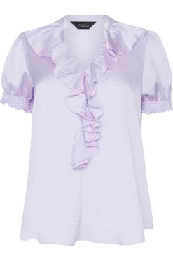 M&Co Womens M&Co Lilac Purple Frill Satin Blouse