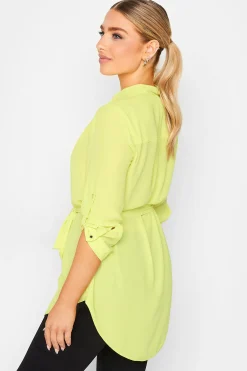 M&Co Womens M&Co Lime Green Tie Waist Blouse