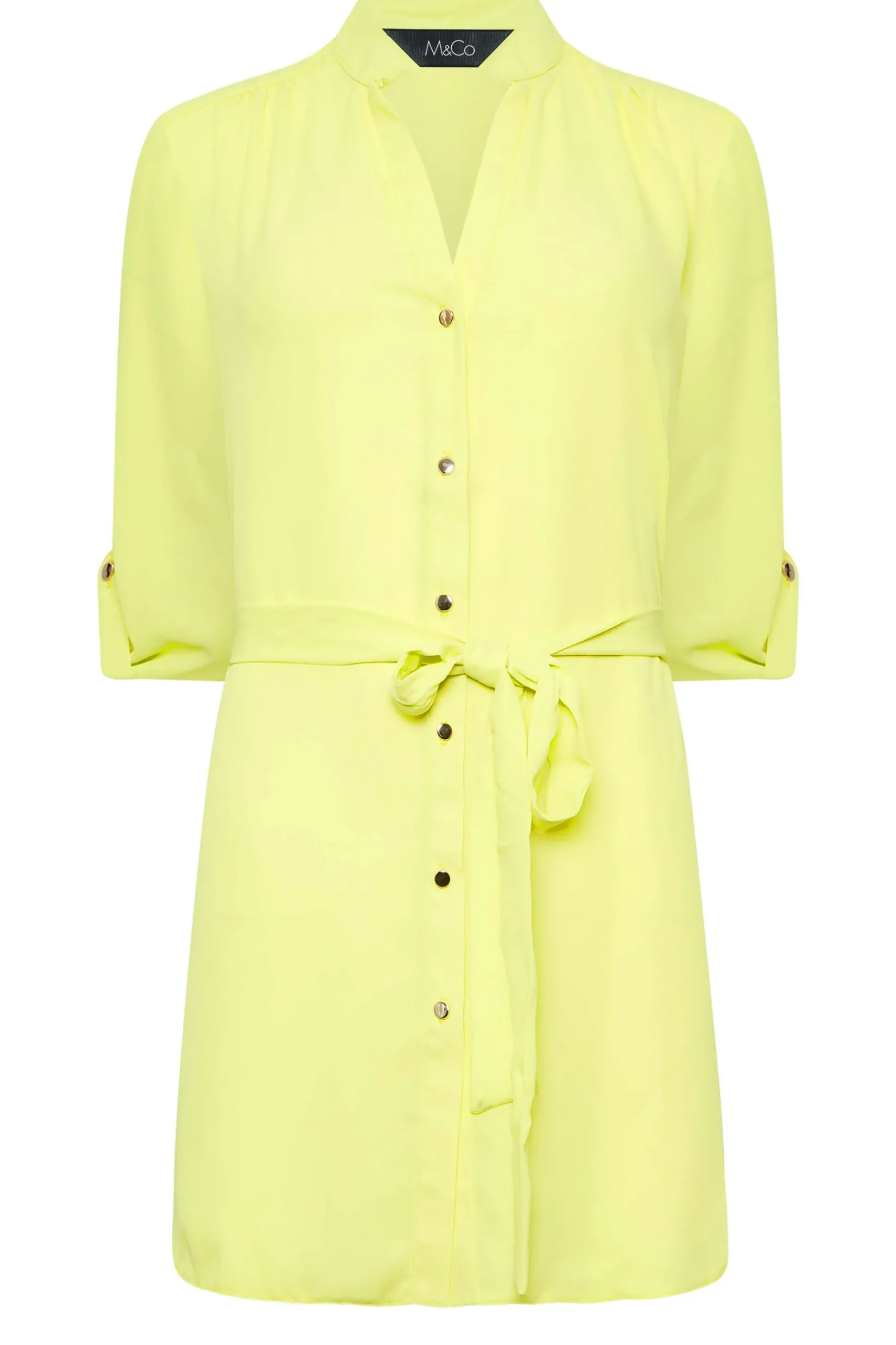 M&Co Womens M&Co Lime Green Tie Waist Blouse
