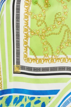 M&Co Womens M&Co Lime Green Scarf Print Halter Neck Blouse