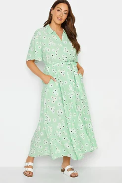M&Co Womens M&Co Mint Green Daisy Print Maxi Shirt Dress