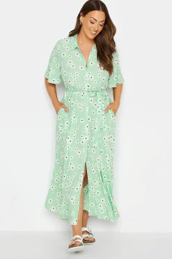 M&Co Womens M&Co Mint Green Daisy Print Maxi Shirt Dress