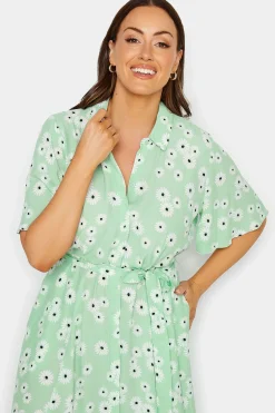 M&Co Womens M&Co Mint Green Daisy Print Maxi Shirt Dress