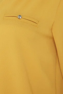 M&Co Womens M&Co Mustard Yellow Tab Sleeve Blouse