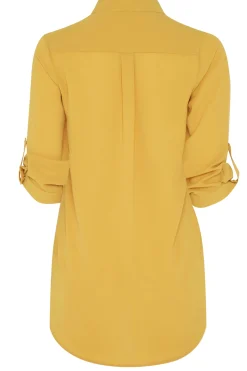 M&Co Womens M&Co Mustard Yellow Tab Sleeve Blouse
